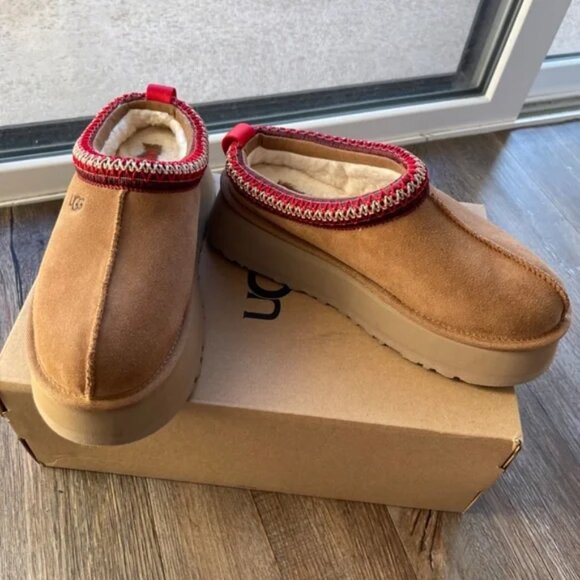 UGG TAZZ Platform Slippers Womens shoes Chestnut - Picture 2 of 4
